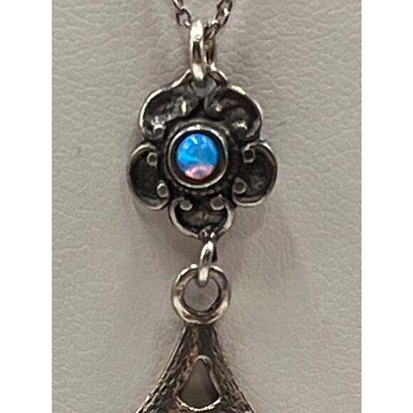 Carolyn Pollack Relios Filigree Sterling Silver Pendant Opal cabochon Necklace - Picture 3 of 13